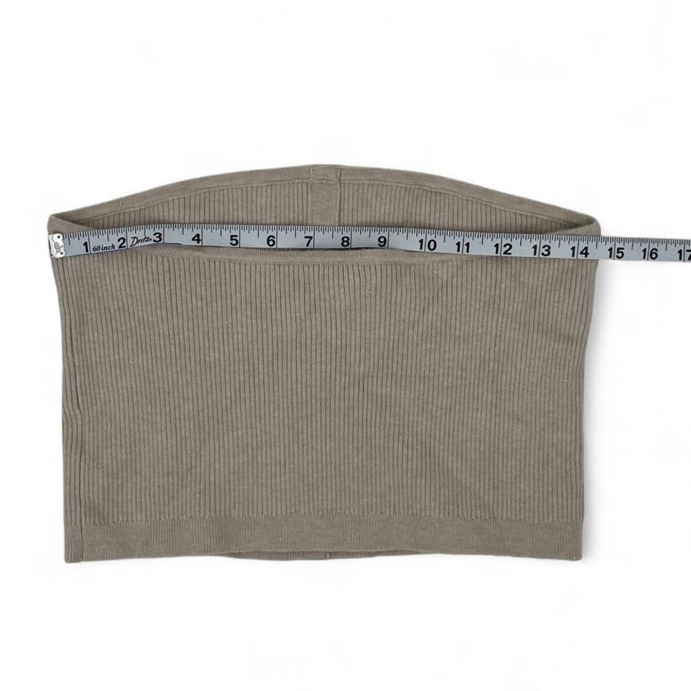 American Eagle Ribbed Button Tube Top Large Beige Knit Minimalist Y2K - Picture 5 of 5